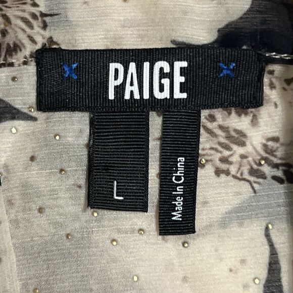 PAIGE Floral Sheer Tie Neck Blouse Women’s L Multi Romantic Swiss Dot - Picture 4 of 15